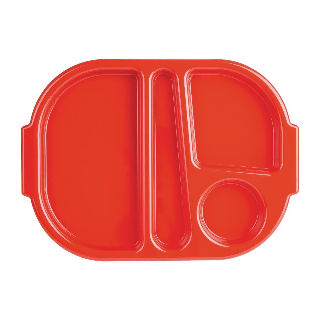 Olympia Kristallon Large Polycarbonate Compartment Food Trays Red 374mm - U037  Olympia