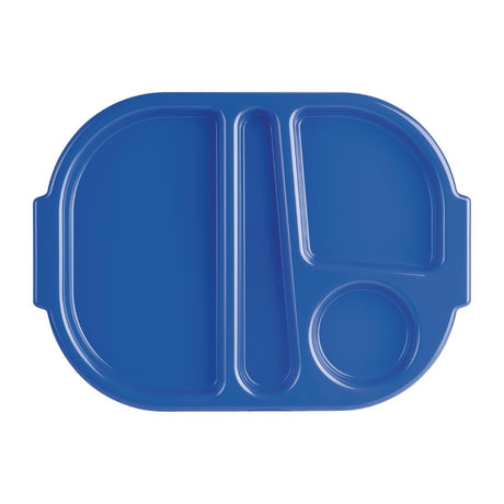 Olympia Kristallon Large Polycarbonate Compartment Food Trays Blue 374mm - U038  Olympia