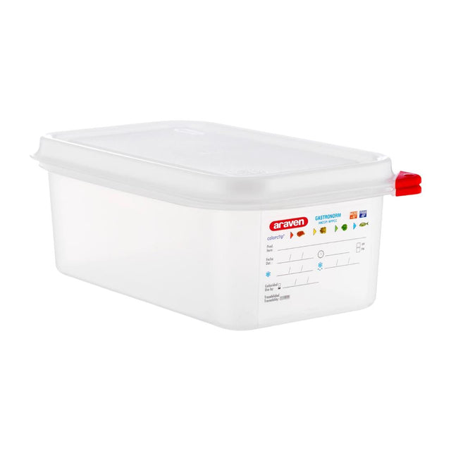 Araven Polypropylene 1/4 Gastronorm Food Containers 2.8Ltr (Pack of 4) - DL981  Araven