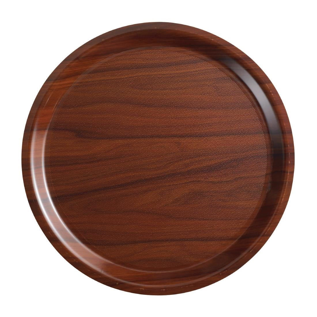 Cambro Mykonos Laminate Round Canteen Tray Walnut 380mm - DM798  Cambro