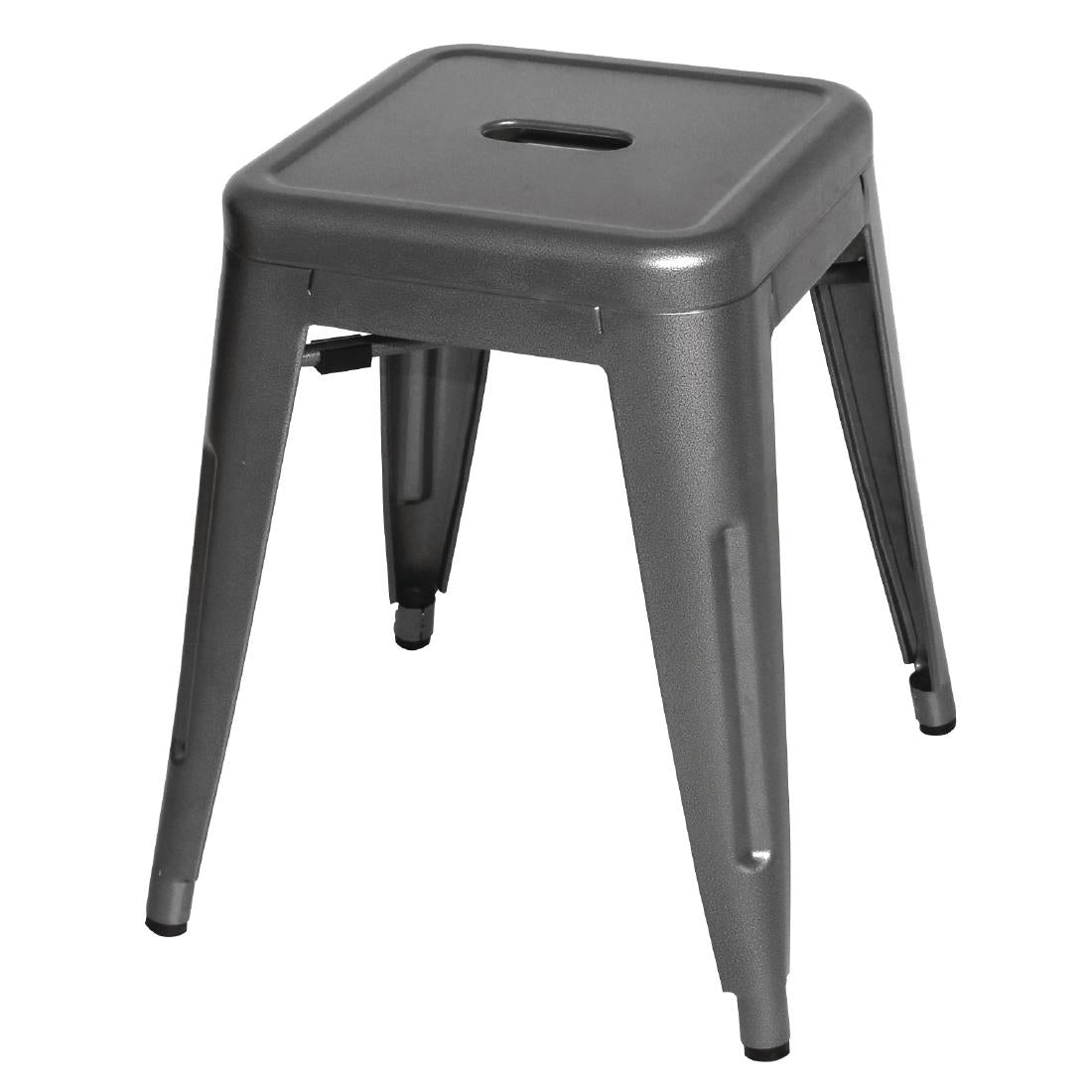 Bolero Bistro Steel Low Stool Gun Metal (Pack Of 4) - DM933  Bolero