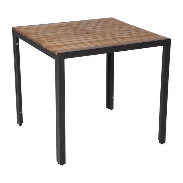 Bolero Square Steel and Acacia Table 800mm - DS152  Bolero