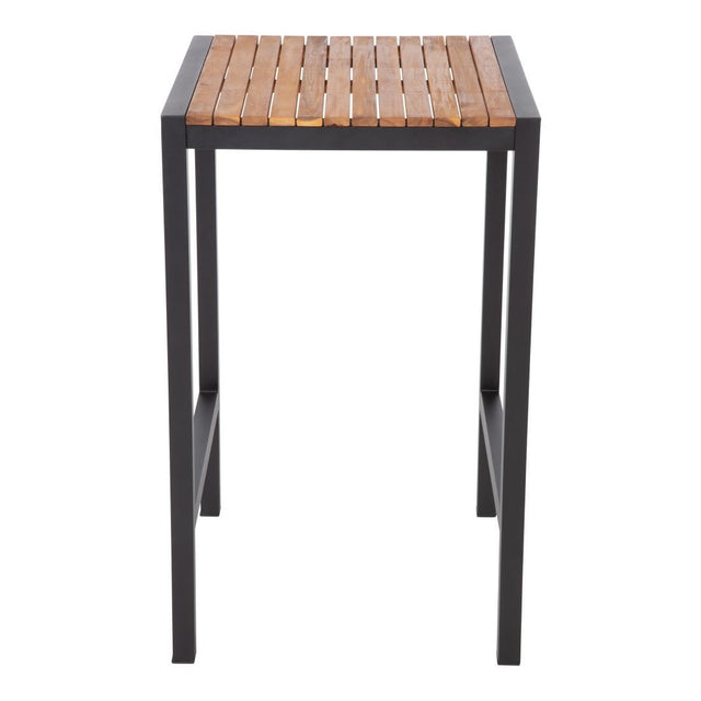 Bolero Square Steel and Acacia Bar Table 600mm - DS155  Bolero