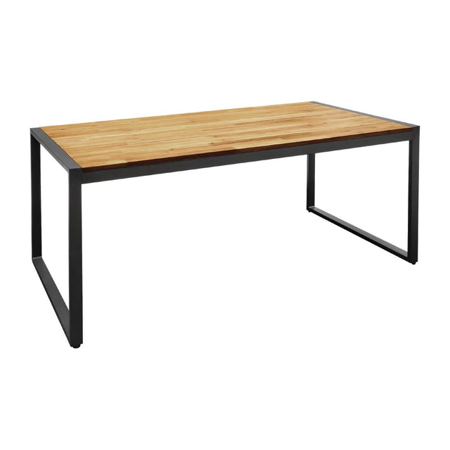 Bolero Acacia Wood and Steel Rectangular Industrial Table 1800mm - DS157  Bolero