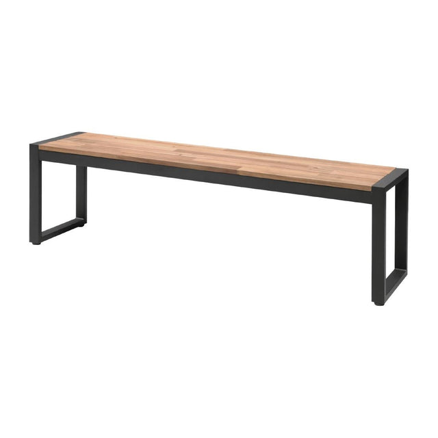 Bolero Acacia Wood and Steel Industrial Benches 1600mm (Pack of 2) - DS158  Bolero