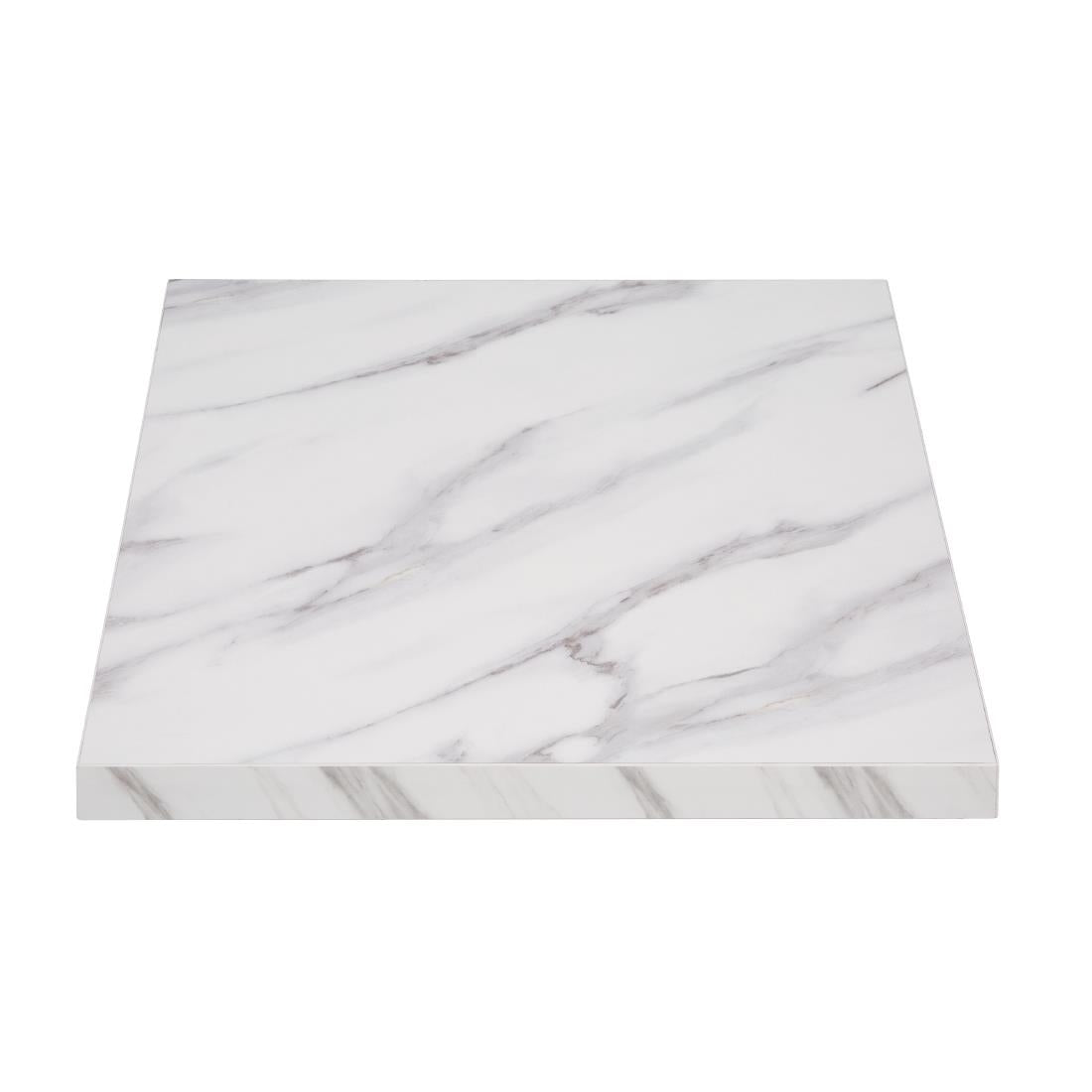 Bolero Pre-Drilled Square Table Top Marble Effect 600mm - DT444  Bolero