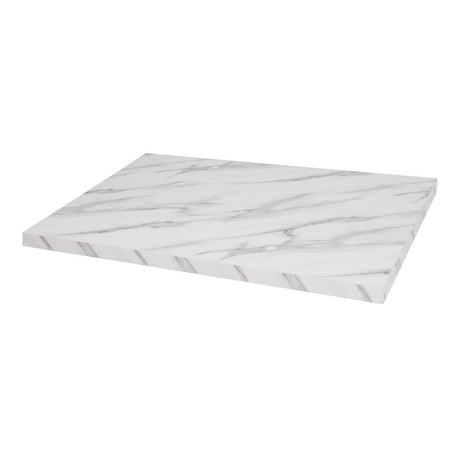 Bolero Pre-Drilled Rectangular Table Top Marble Effect 700mm - DT447  Bolero