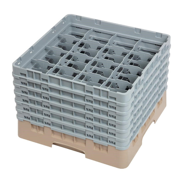 Cambro Camrack Beige 16 Compartments Max Glass Height 298mm - DW553  Cambro