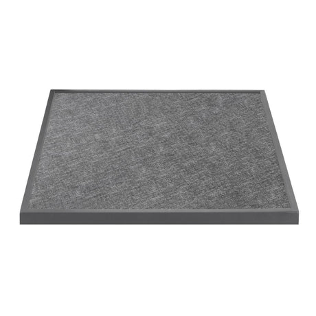 Bolero Black Brushed Mix Outdoor Tempered Glass Table Top Square Grey Trim 700mm - DZ873  Bolero