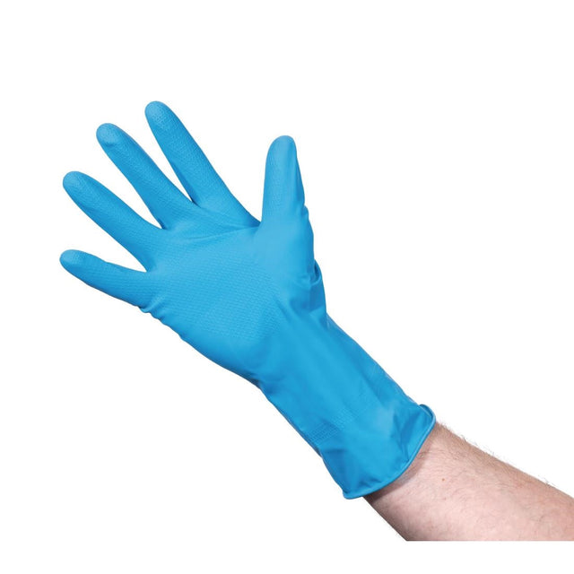 Jantex Latex Household Gloves Blue Large - F953-L  Jantex