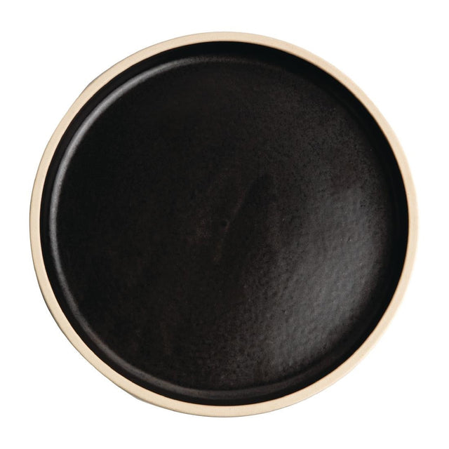 Olympia Canvas Flat Round Plate Delhi Black 180mm (Pack of 6) - FA314  Olympia