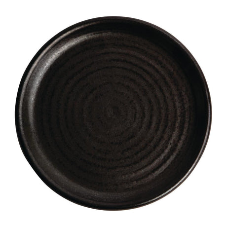 Olympia Canvas Small Rim Round Plate Delhi Black 180mm (Pack of 6) - FA316  Olympia