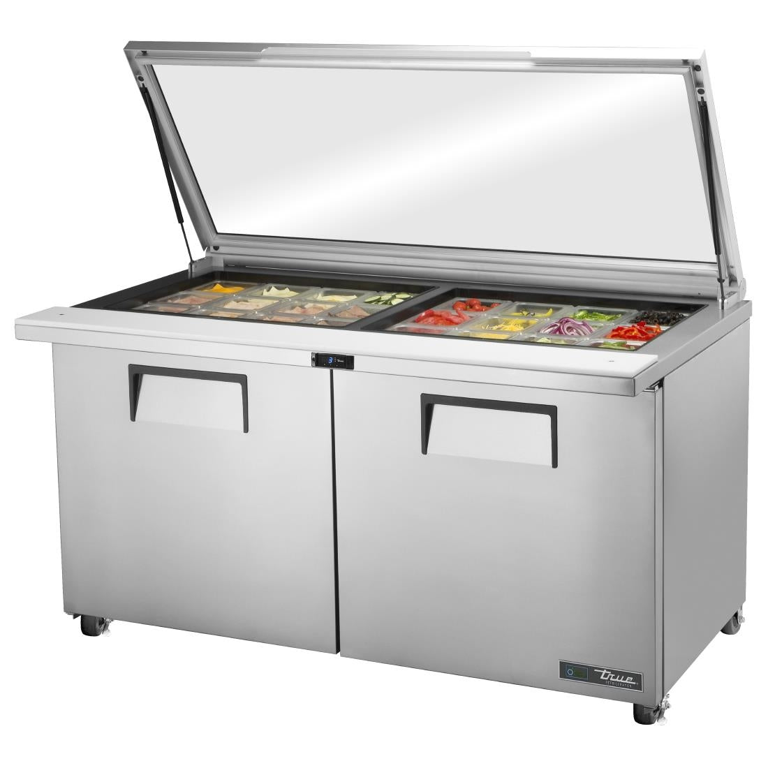 True Glass Lid Prep Counter Fridge TSSU-60-24M-B-ST-FGLID - FB013  True