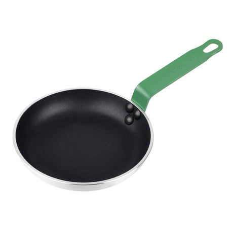 Hygiplas Aluminium Non-Stick Teflon Platinum Plus Frying Pan with Green Handle 20cm - FB470  Hygiplas