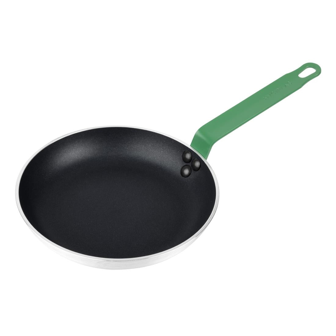 Hygiplas Aluminium Non-Stick Teflon Platinum Plus Frying Pan with Green Handle 24cm - FB471  Hygiplas