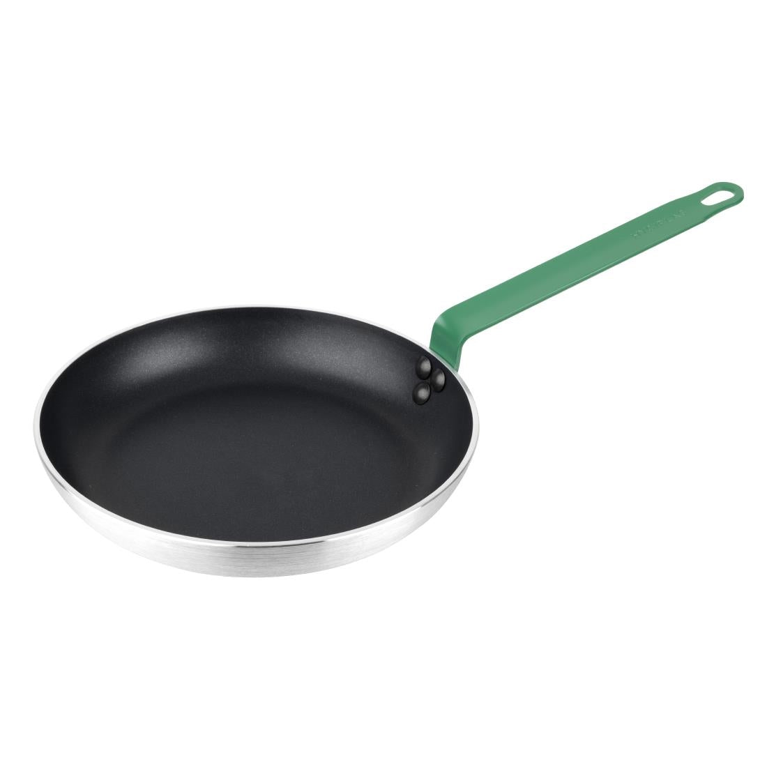 Hygiplas Aluminium Non-Stick Teflon Platinum Plus Frying Pan with Green Handle 28cm - FB472  Hygiplas