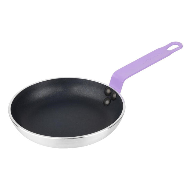 Hygiplas Aluminium Non-Stick Teflon Platinum Plus Frying Pan with Purple Handle 20cm - FB476  Hygiplas