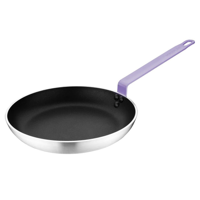 Hygiplas Aluminium Non-Stick Teflon Platinum Plus Frying Pan with Purple Handle 24cm - FB477  Hygiplas