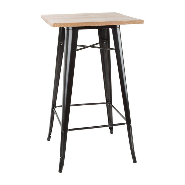 Bolero Bistro Bar Table with Wooden Top Black - FB595  Bolero