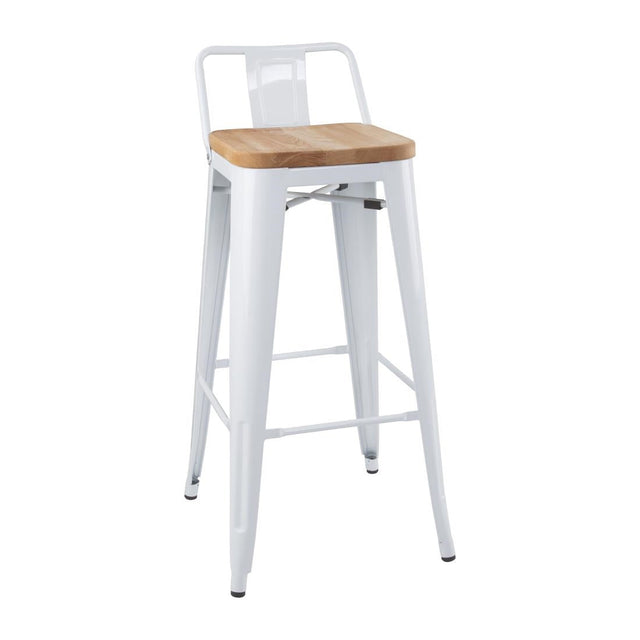 Bolero Bistro Backrest High Stools with Wooden Seat Pad White (Pack of 4) - FB625  Bolero