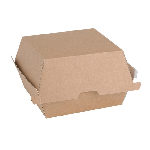 Fiesta Green Compostable Kraft Burger Boxes Small 105mm (Pack of 200) - FB664 Takeaway Food Containers Fiesta Green