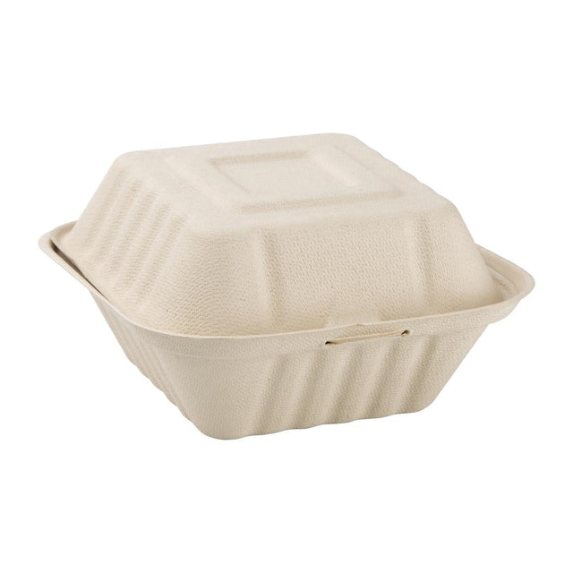 Fiesta Compostable Bagasse Burger Boxes Natural Colour 152mm (Pack of 500) - FC542  Fiesta