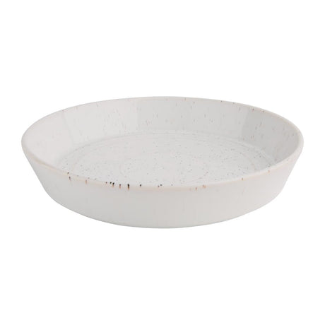 Olympia Cavolo Flat Round Bowls White Speckle 220mm (Pack of 4) - FD901  Olympia