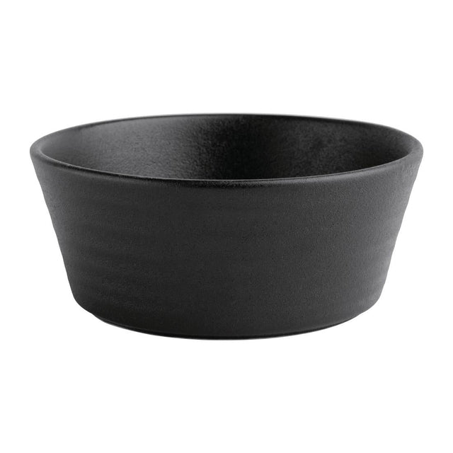 Olympia Cavolo Flat Round Bowls Textured Black 143mm (Pack of 6) - FD906  Olympia