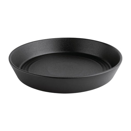 Olympia Cavolo Flat Round Bowls Textured Black 220mm (Pack of 4) - FD907  Olympia