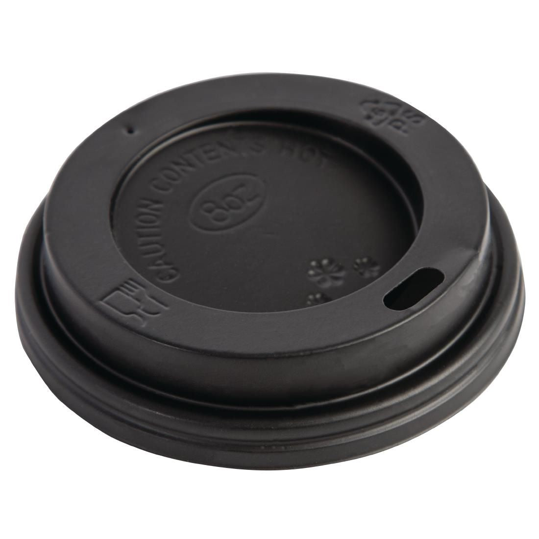 Fiesta Disposable Coffee Cup Lids Black 225ml / 8oz (Pack of 50) - CW715 Disposable Cups Fiesta