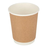 Fiesta Disposable Coffee Cups Double Wall Kraft 225ml / 8oz (Pack of 25) - GP436 Disposable Cups Fiesta