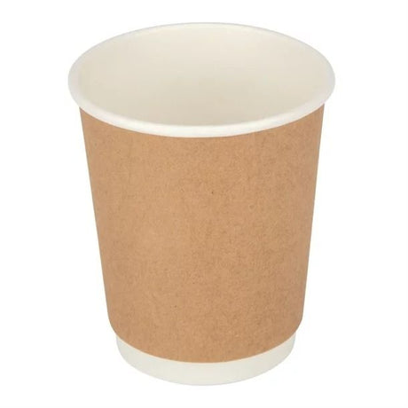 Fiesta Disposable Coffee Cups Double Wall Kraft 225ml / 8oz (Pack of 25) - GP436 Disposable Cups Fiesta