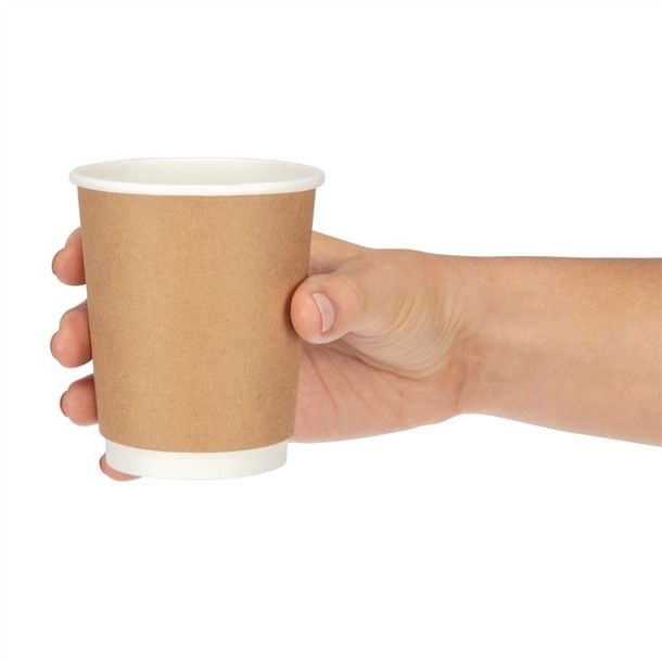 Fiesta Disposable Coffee Cups Double Wall Kraft 225ml / 8oz (Pack of 25) - GP436 Disposable Cups Fiesta