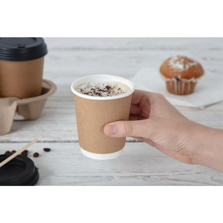 Fiesta Disposable Coffee Cups Double Wall Kraft 225ml / 8oz (Pack of 25) - GP436 Disposable Cups Fiesta