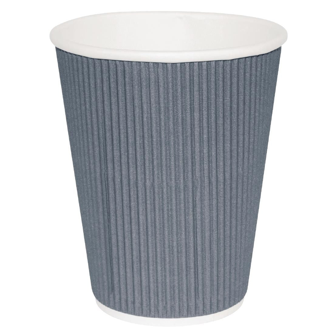 Fiesta Disposable Coffee Cups Ripple Wall Charcoal 225ml / 8oz (Pack of 25) - GP430 Disposable Cups Fiesta