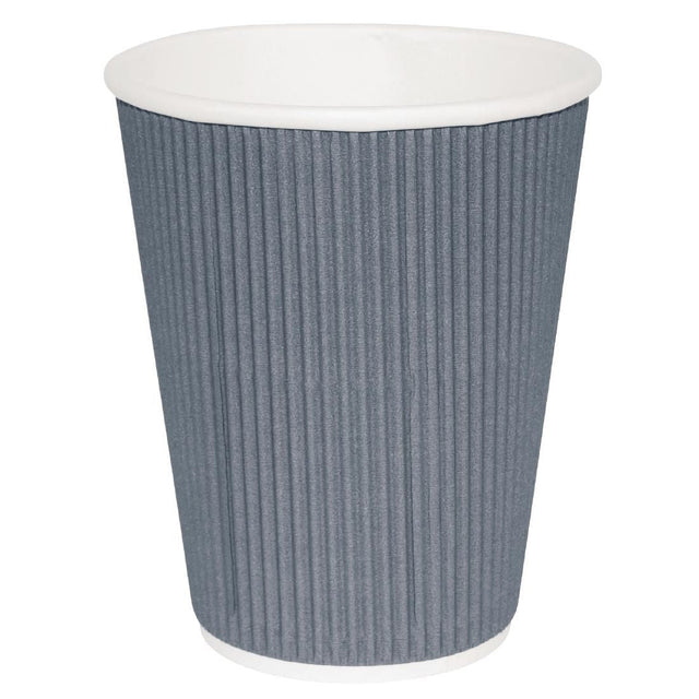 Fiesta Disposable Coffee Cups Ripple Wall Charcoal 225ml / 8oz (Pack of 25) - GP430 Disposable Cups Fiesta