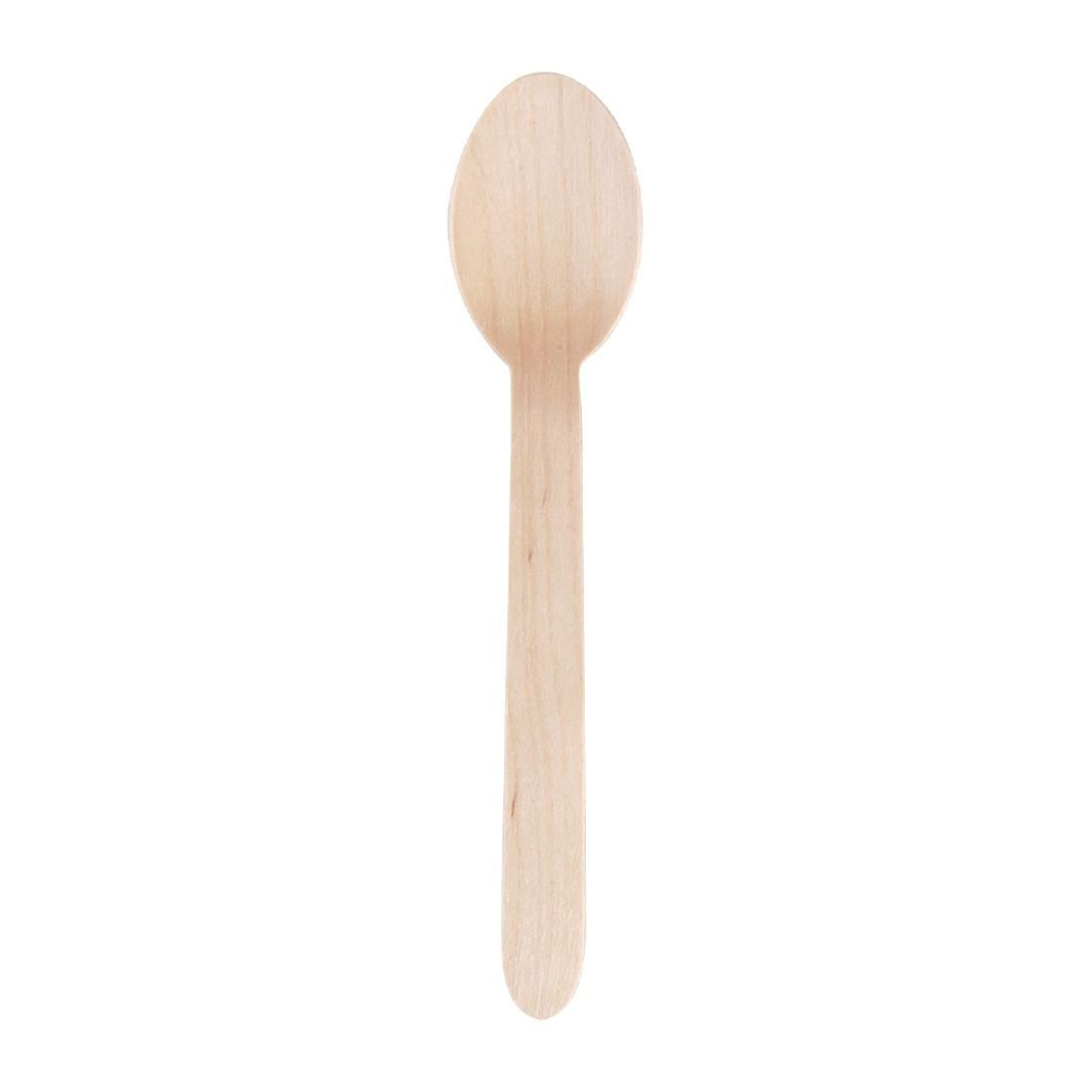 Fiesta Green Biodegradable Disposable Wooden Dessert Spoons (Pack of 100) - CD904 Disposable Cutlery Fiesta Green