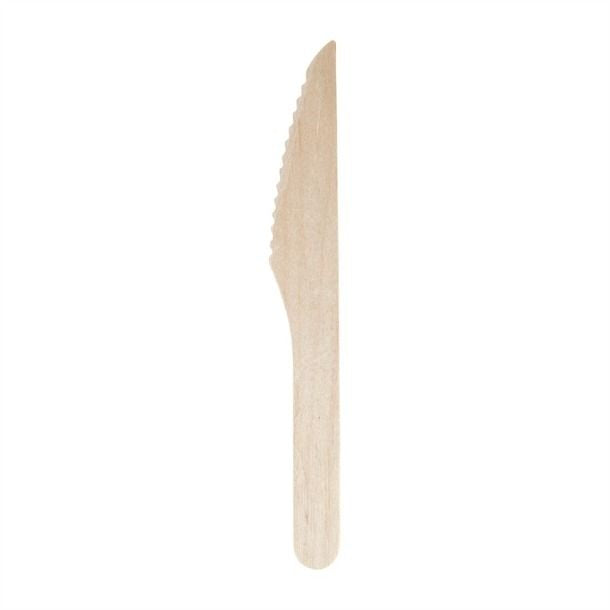 Fiesta Green Biodegradable Disposable Wooden Knives (Pack of 100) - CD902 Disposable Cutlery Fiesta Green