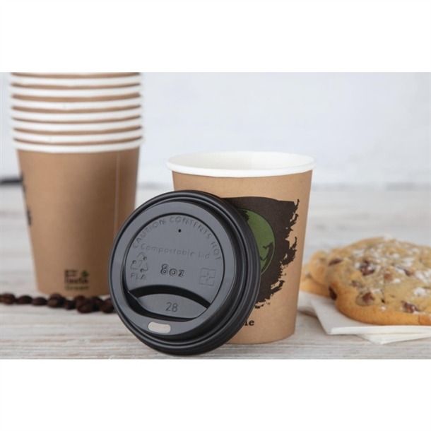 Fiesta Green Compostable Coffee Cup Lids 225ml / 8oz (Pack of 50) - DS054 Disposable Cups Fiesta Green