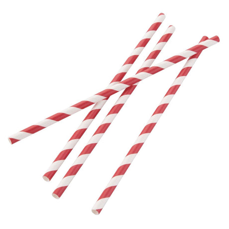 Fiesta Compostable Individually Wrapped Paper Straws Red Stripes (Pack of 250) - FP442  Fiesta