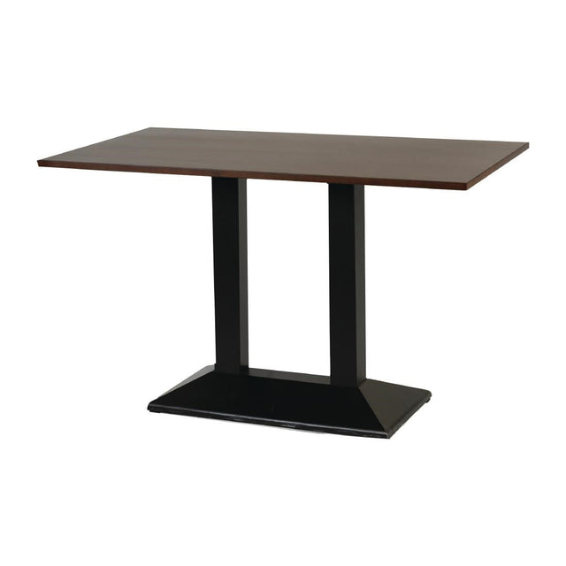 Turin Metal Base Pedestal Rectangle Table with Dark Wood Top 1200x700mm - FT503  Everyday