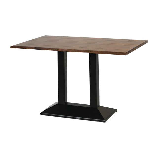 Turin Metal Base Pedestal Rectangle Table with Vintage Top 1200x760mm - FT515  Everyday