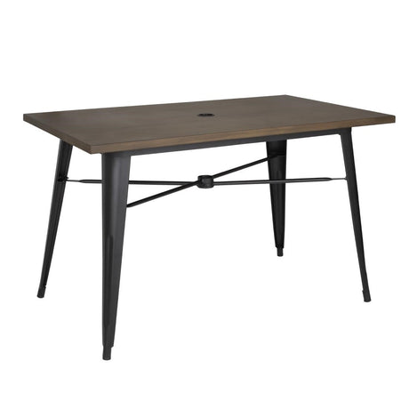 Bolero Complete Outdoor Aluminium Table 120x76x76cm - Dark Wood Effect Finish - FT955  Bolero