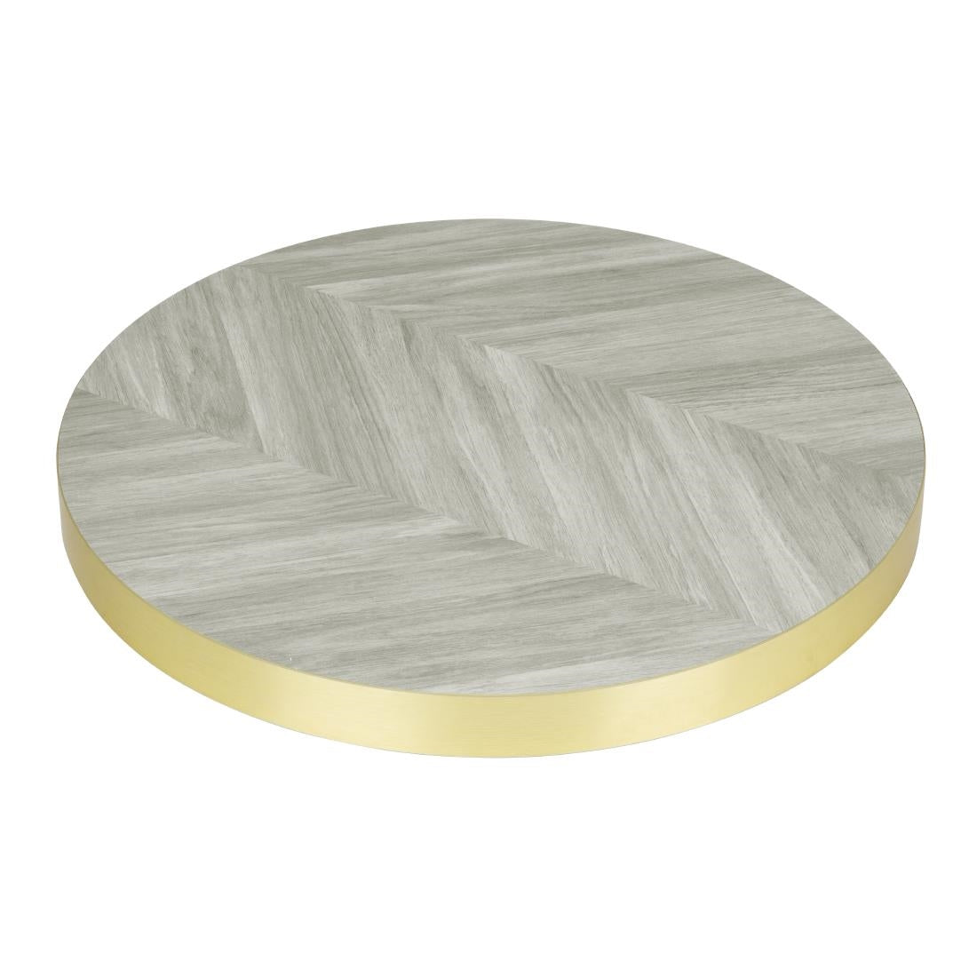 Bolero Pre-Drilled Round Table Top Chevron Design 600mm - FU511  Bolero