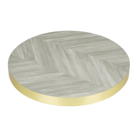 Bolero Pre-Drilled Round Table Top Chevron Design 600mm - FU511  Bolero