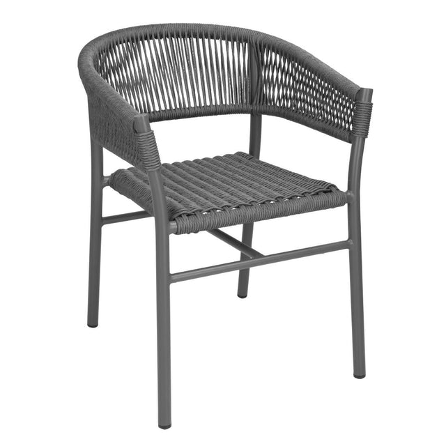 Bolero Florence Grey Mix Rope Twist Wicker Chairs (Pack of 2) - FU533  Bolero