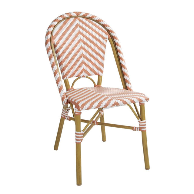 Bolero Parisian Style Rattan Side Chair Coral (Pack of 2) - FU534  Bolero