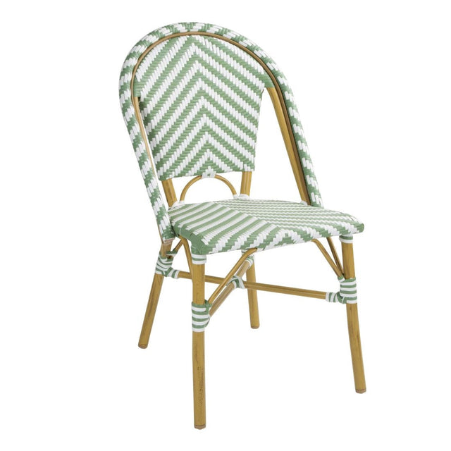 Bolero Parisian Style Rattan Side Chair Light Green (Pack of 2) - FU535  Bolero