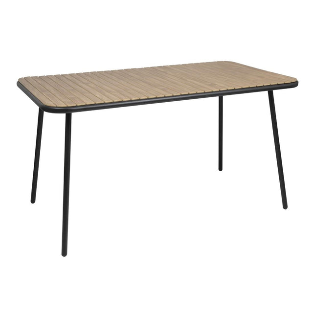 Bolero Santorini Rectangular Table Wood Effect 1400mm - FU536  Bolero