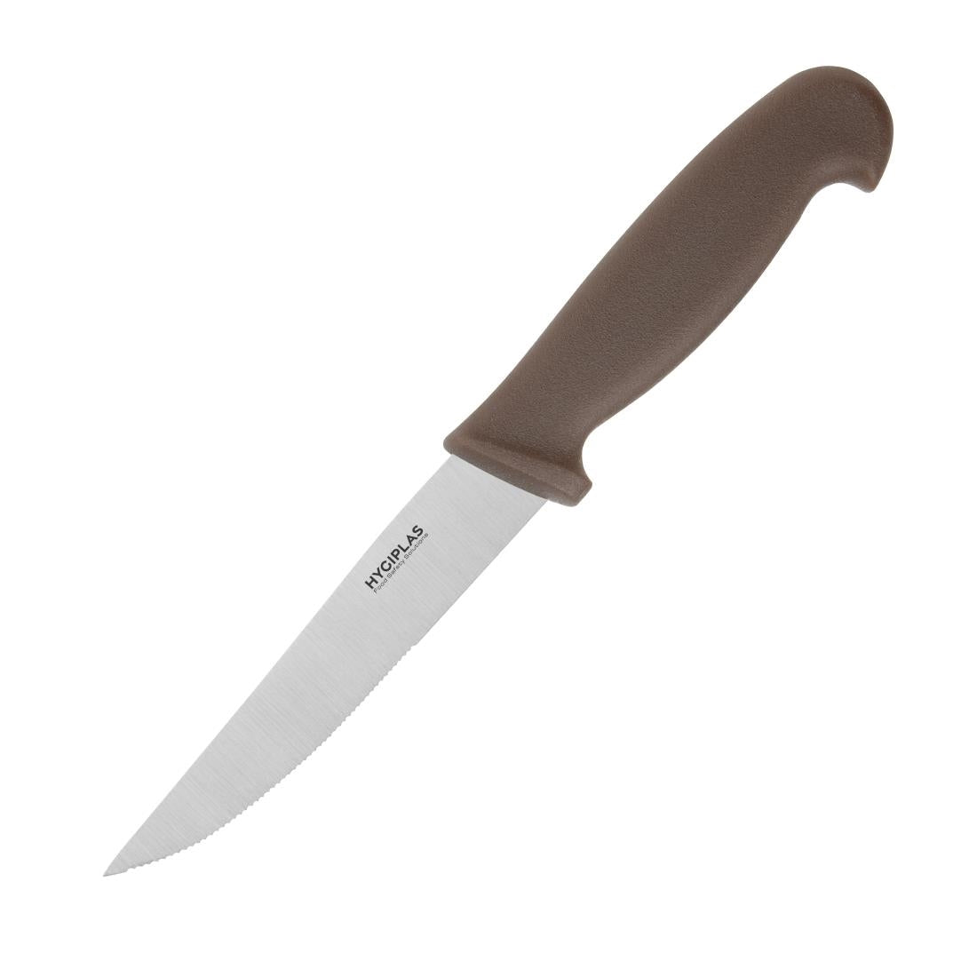 Hygiplas Vegetable Knife Serrated Brown 10.5cm - FX125  Hygiplas